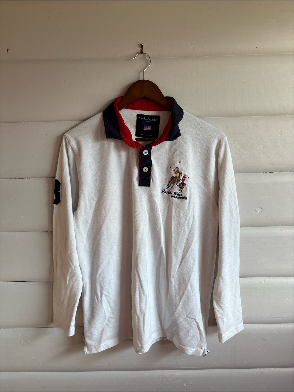 Polo Ralph Lauren Rugby Shirt XXL White Long Sleeve Embroidered Equestrian